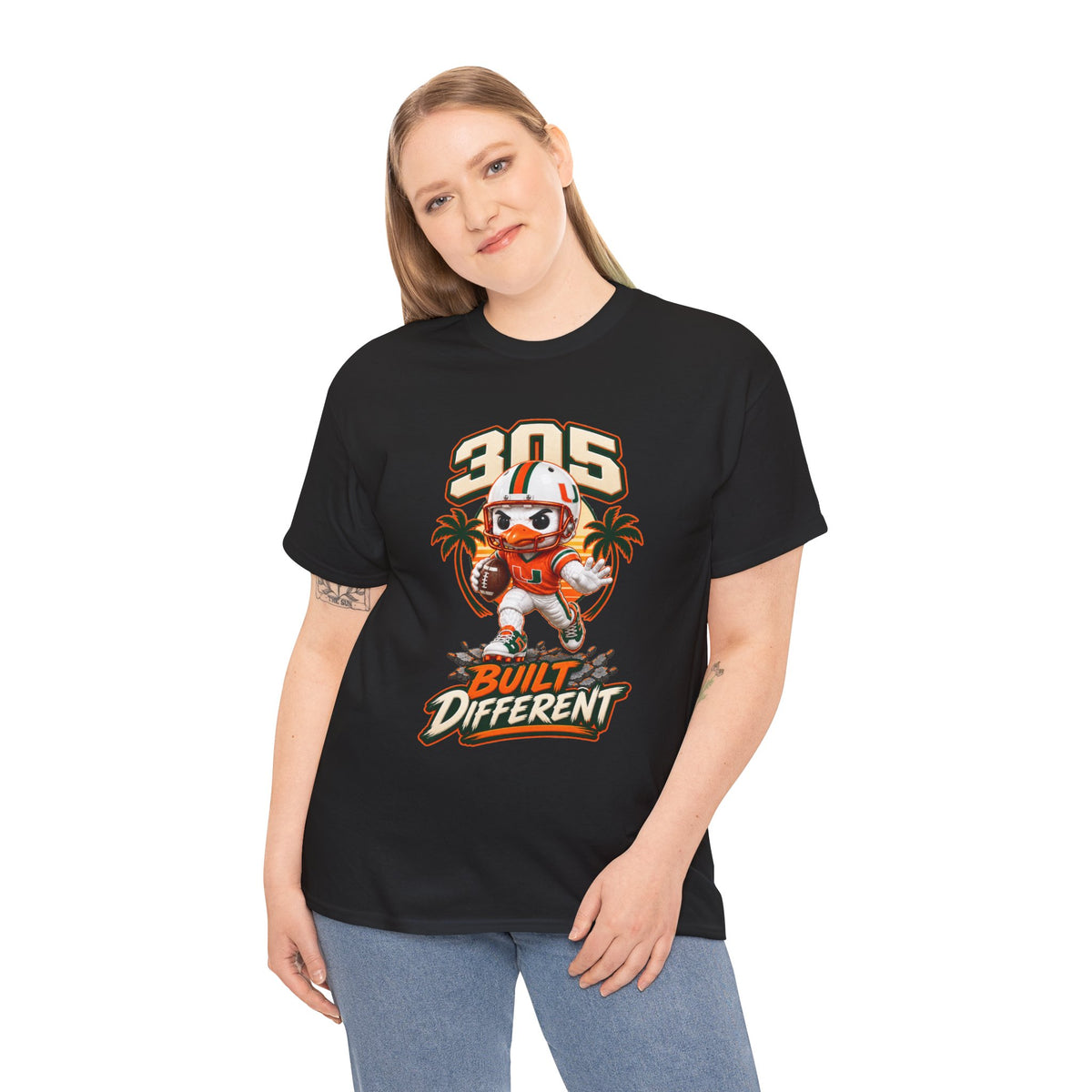 305 Built Different T-Shirt | Miami Hurricanes Helmet Mascot | Canes |College Football