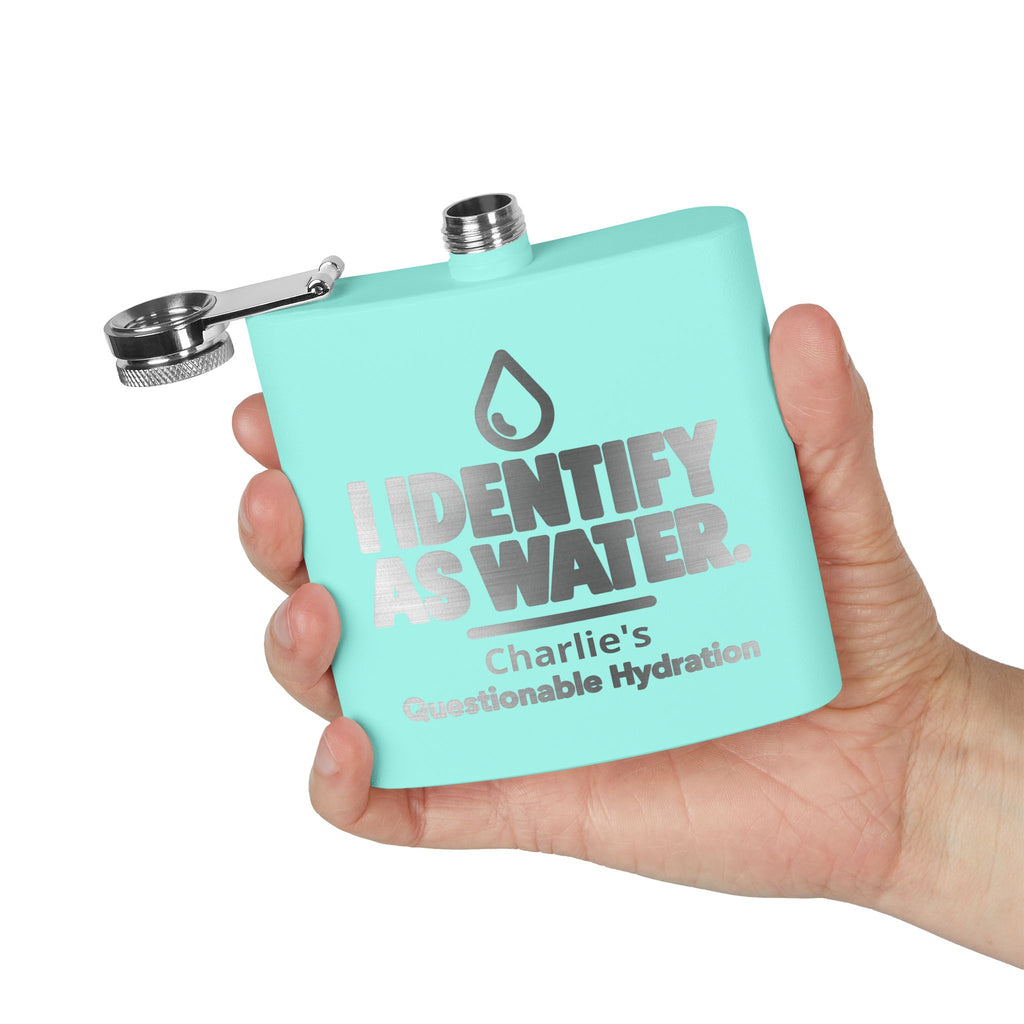 Identify as Water 6oz Stainless Steel Flask – Your Questionable Hydration