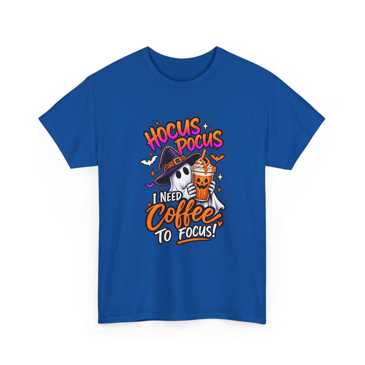 Hocus Pocus I Need Coffee To Focus T-Shirt | Halloween Ghost Witch Coffee Tee | Unisex