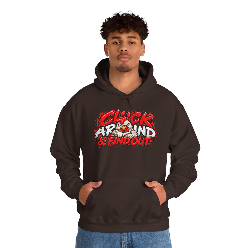 Cluck Around & Find Out Hoodie | Chicken Cartoon Graphic Sweatshirt