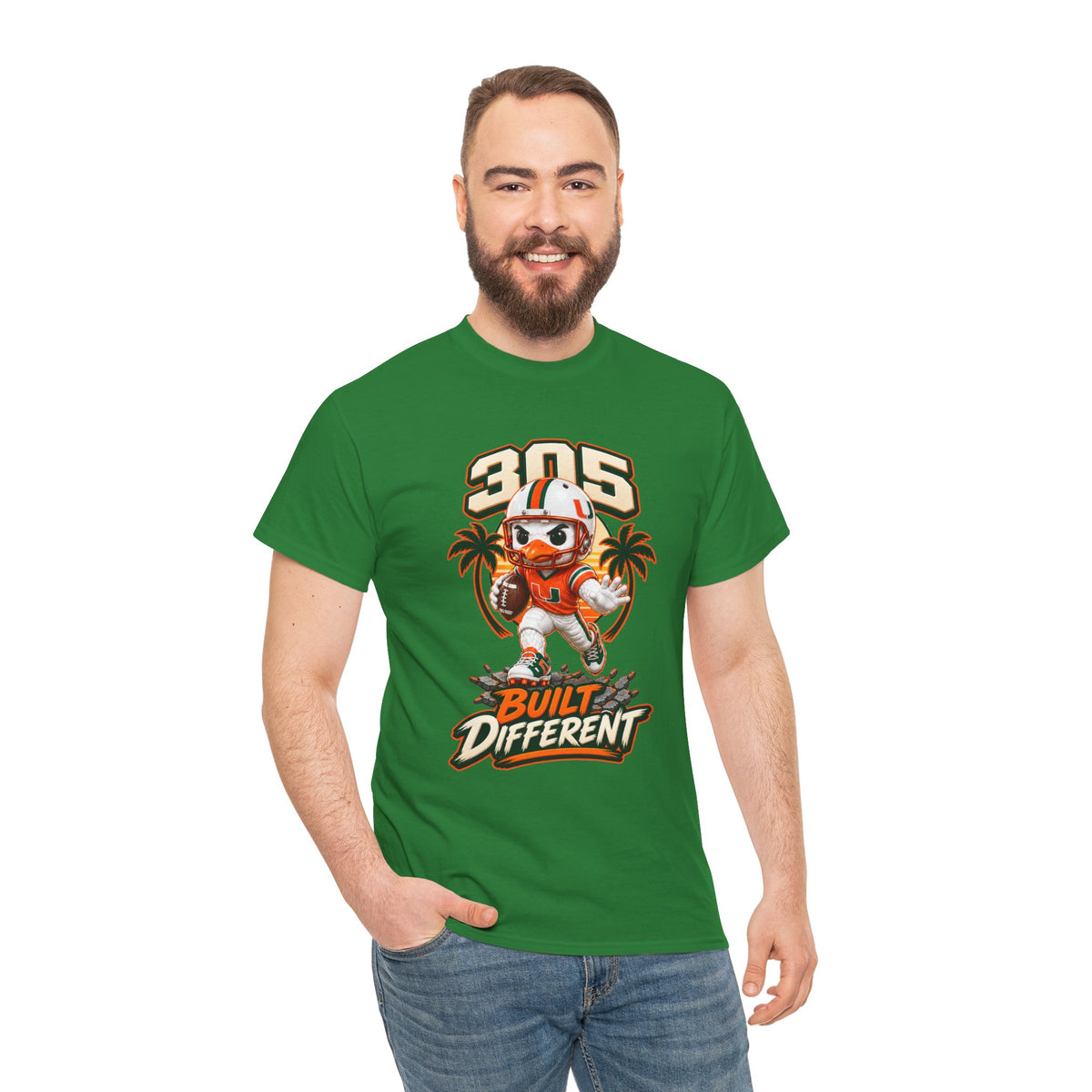 305 Built Different T-Shirt | Miami Hurricanes Helmet Mascot | Canes |College Football
