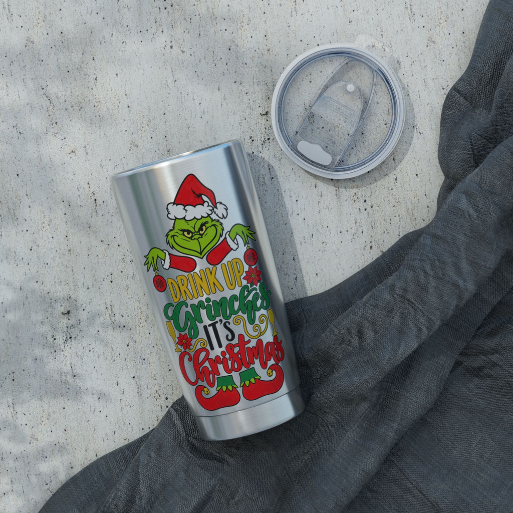 Christmas Grinch 20oz Tumbler — "Drink Up Grinches, It's Christmas"