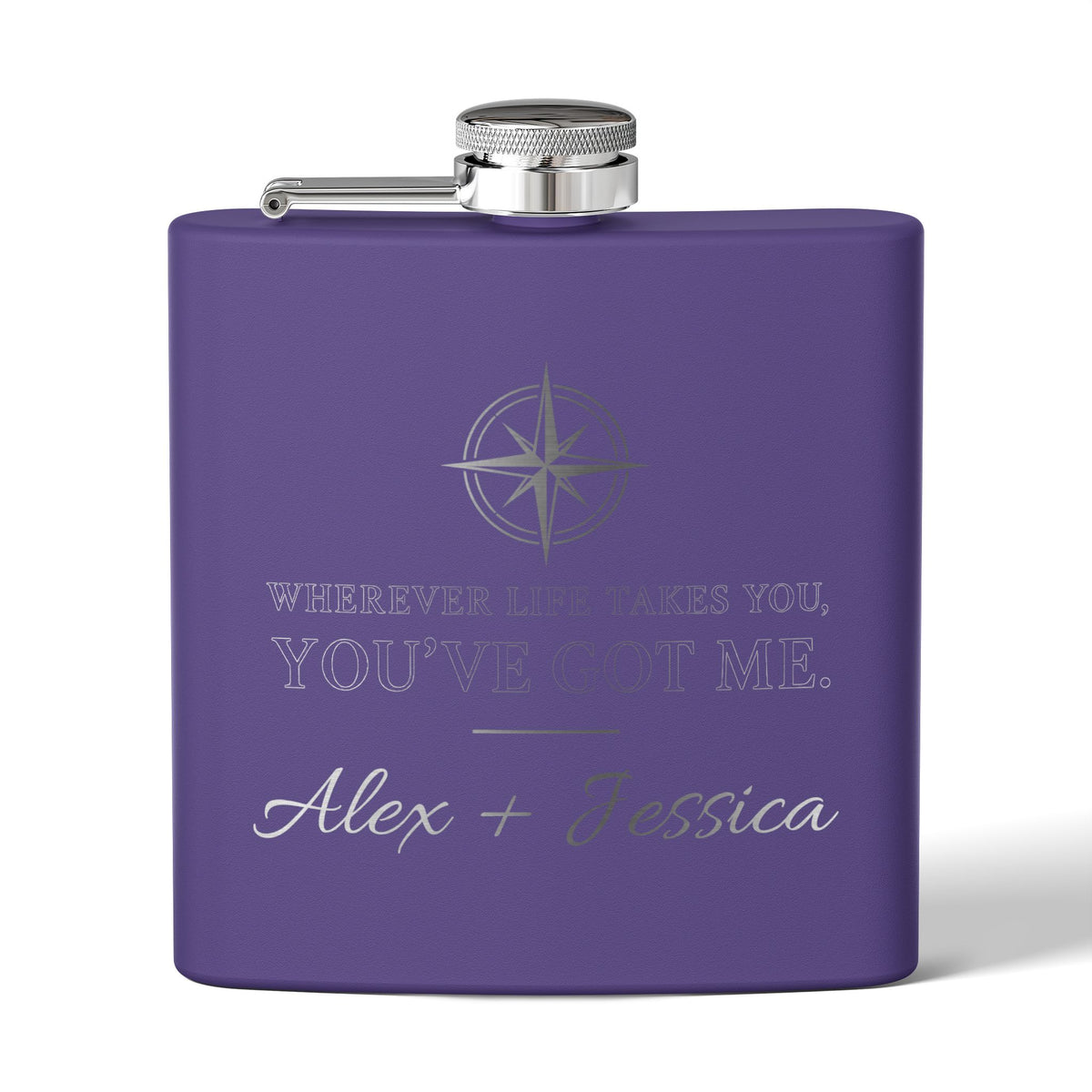 Personalized Compass Flask – “Wherever Life Takes You, You’ve Got Me”