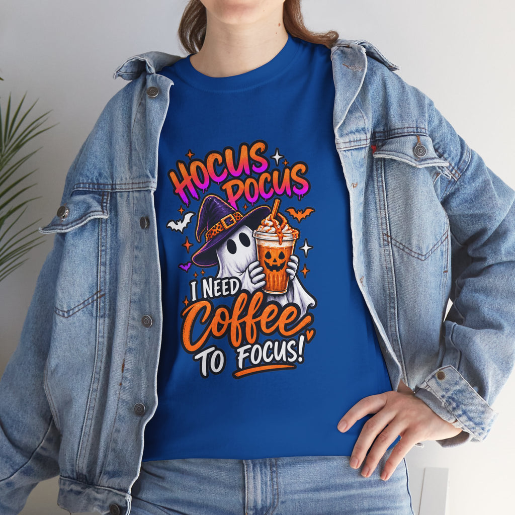 Hocus Pocus I Need Coffee To Focus T-Shirt | Halloween Ghost Witch Coffee Tee | Unisex