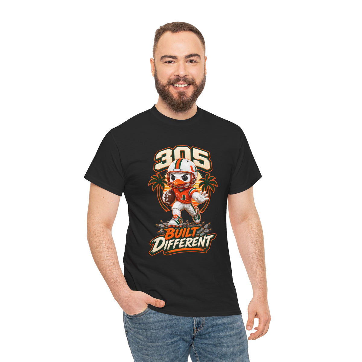 305 Built Different T-Shirt | Miami Hurricanes Helmet Mascot | Canes |College Football