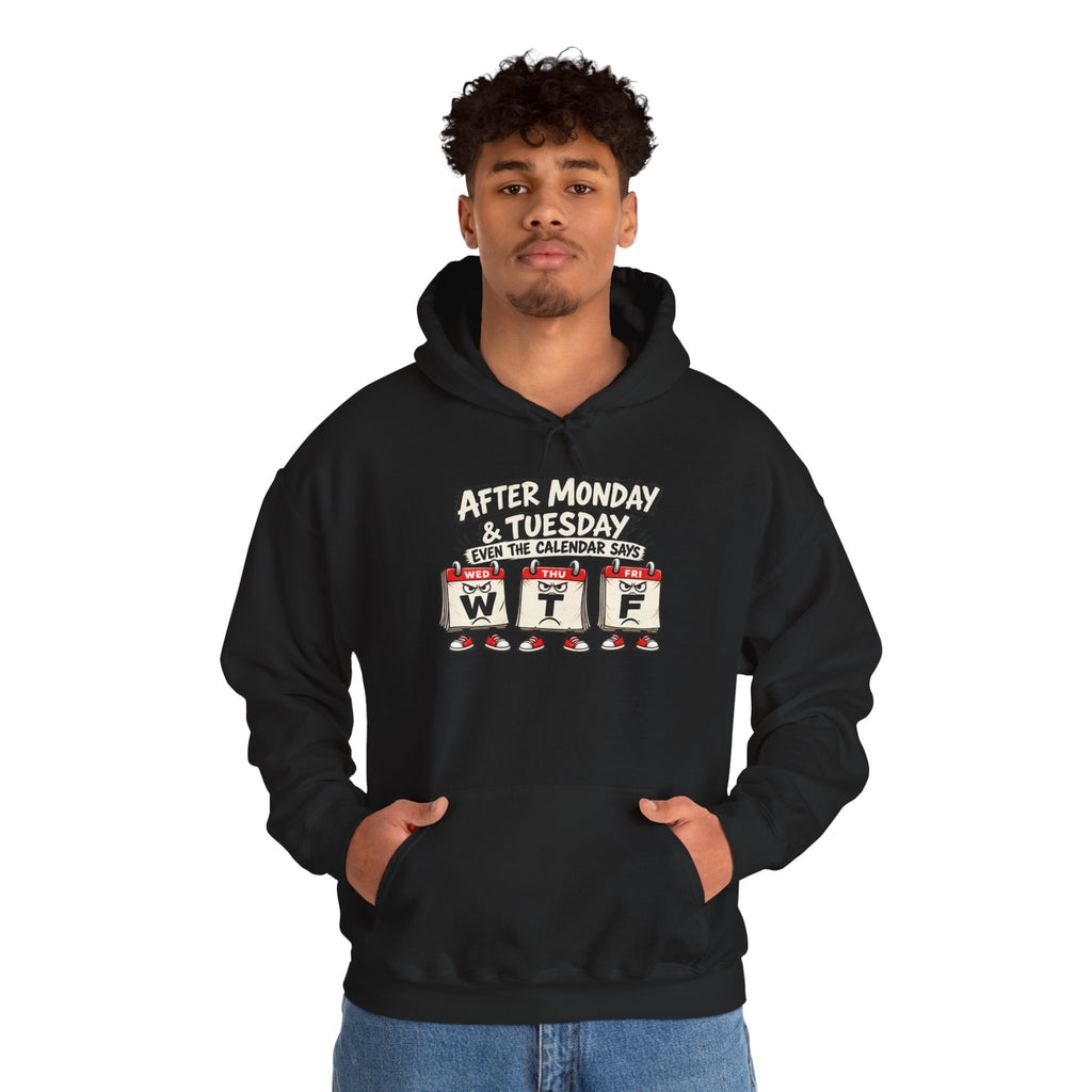 After Monday & Tuesday WTF Graphic Hoodie | Funny Weekday Humor | Unisex Design