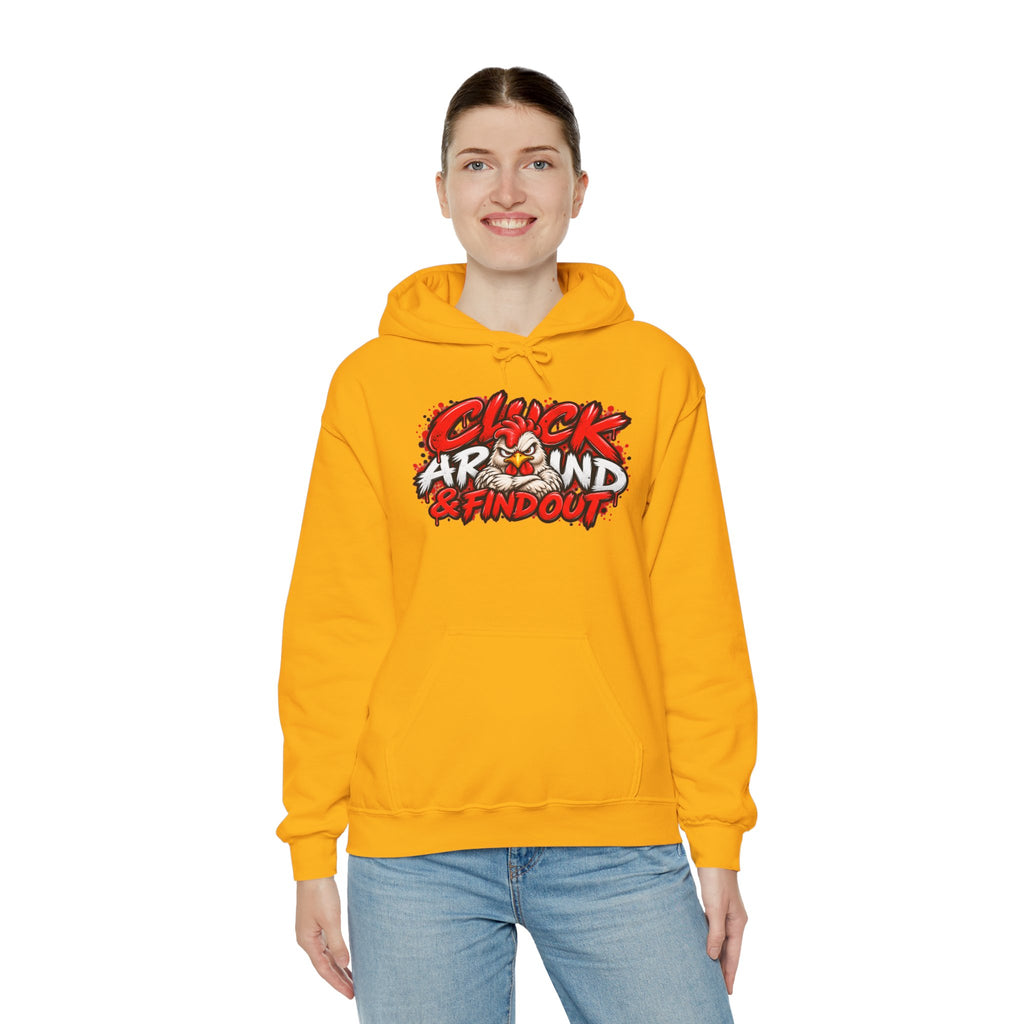 Cluck Around & Find Out Hoodie | Chicken Cartoon Graphic Sweatshirt
