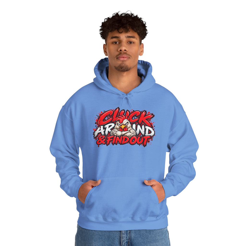 Cluck Around & Find Out Hoodie | Chicken Cartoon Graphic Sweatshirt
