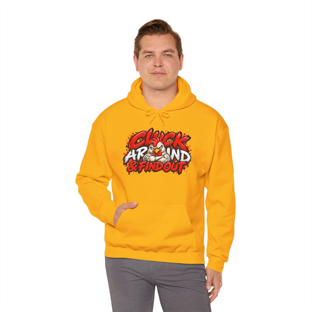 Cluck Around & Find Out Hoodie | Chicken Cartoon Graphic Sweatshirt