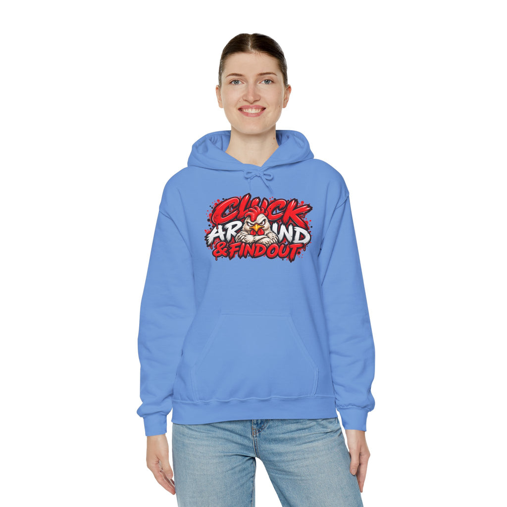 Cluck Around & Find Out Hoodie | Chicken Cartoon Graphic Sweatshirt