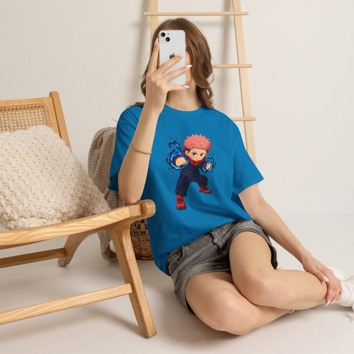 Chibi Fighter Character T-Shirt | Anime Action Pose, Energetic Boy Design