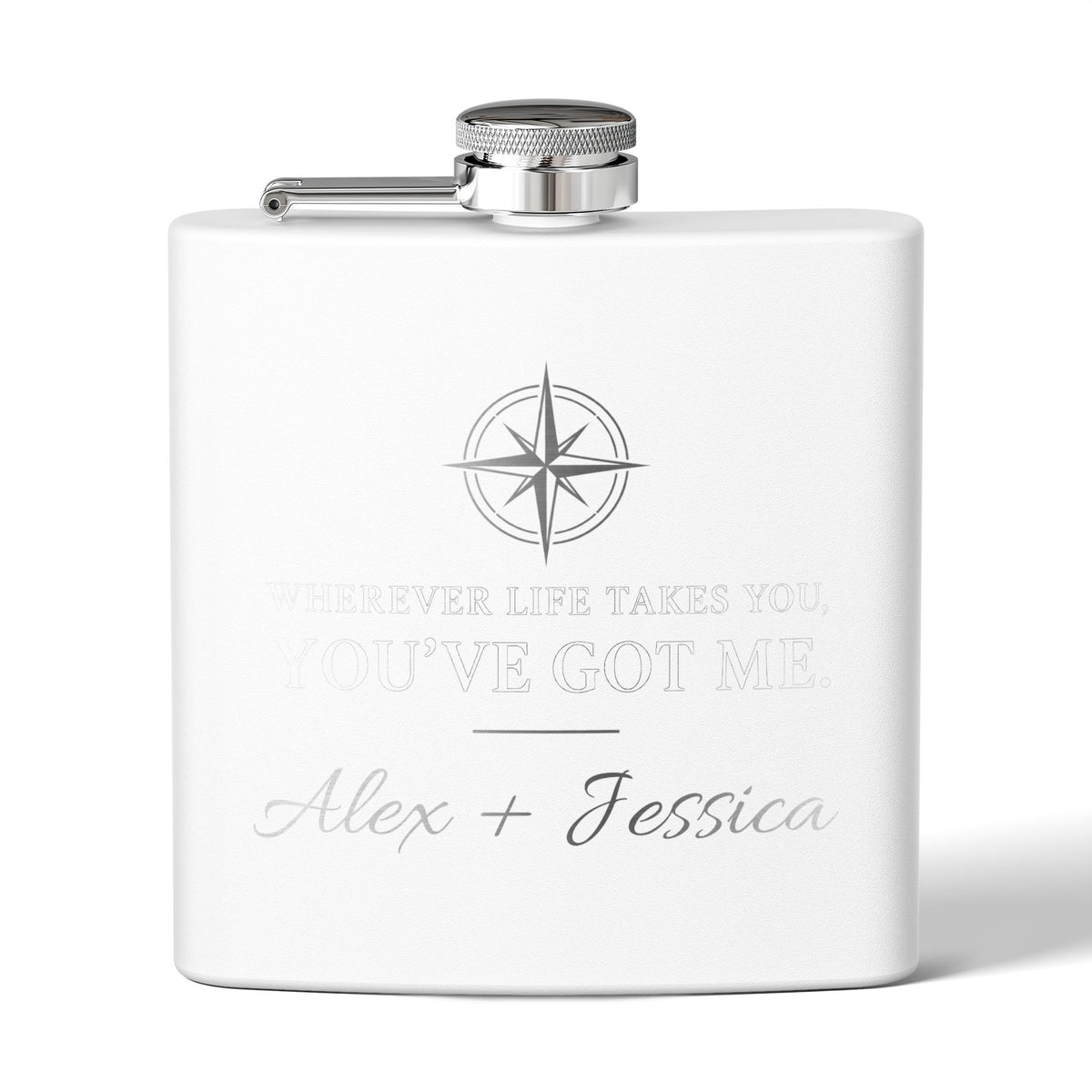 Personalized Compass Flask – “Wherever Life Takes You, You’ve Got Me”