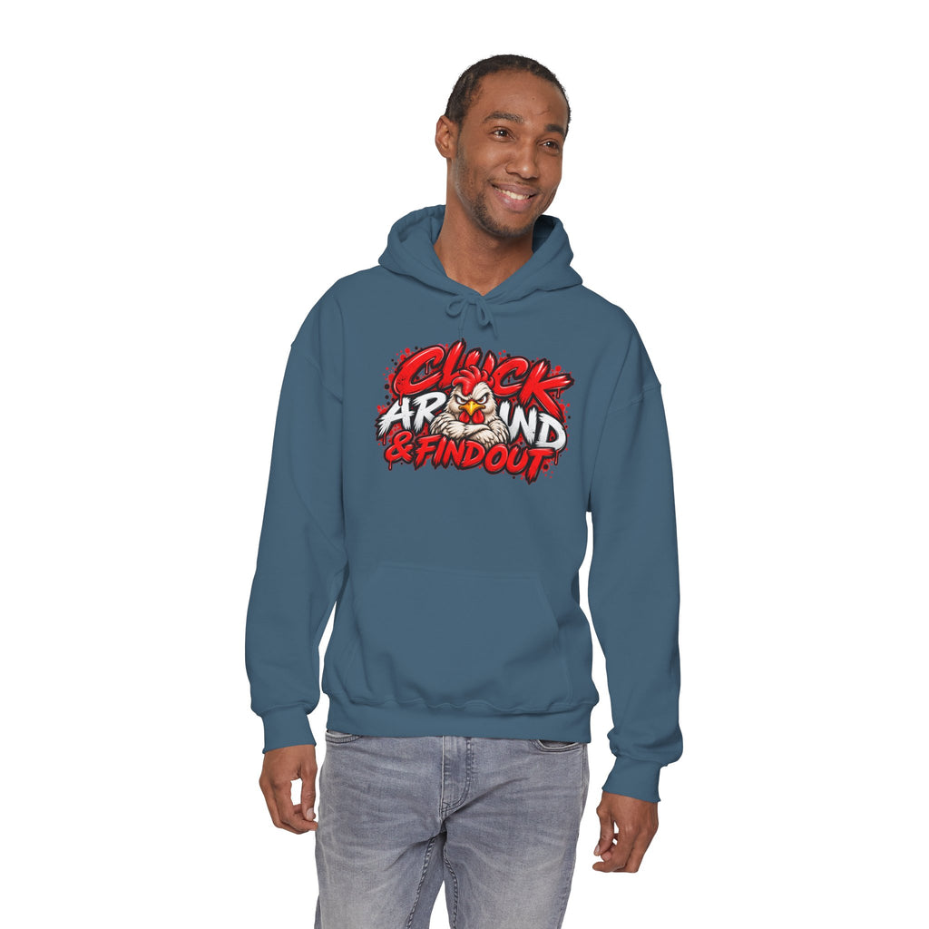 Cluck Around & Find Out Hoodie | Chicken Cartoon Graphic Sweatshirt