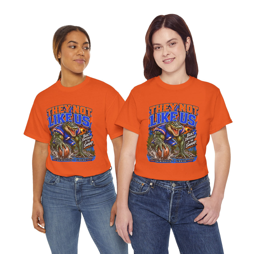 They Not Like Us Alligator Football T-Shirt | Swamp Monster Sports Tee
