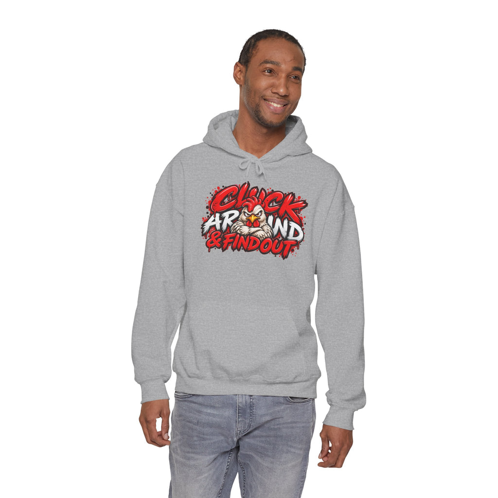 Cluck Around & Find Out Hoodie | Chicken Cartoon Graphic Sweatshirt