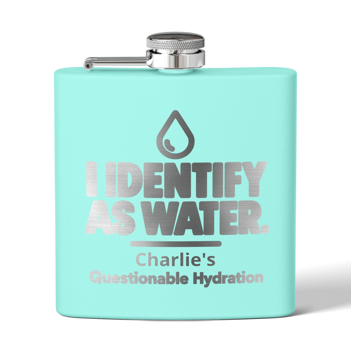 Identify as Water 6oz Stainless Steel Flask – Your Questionable Hydration