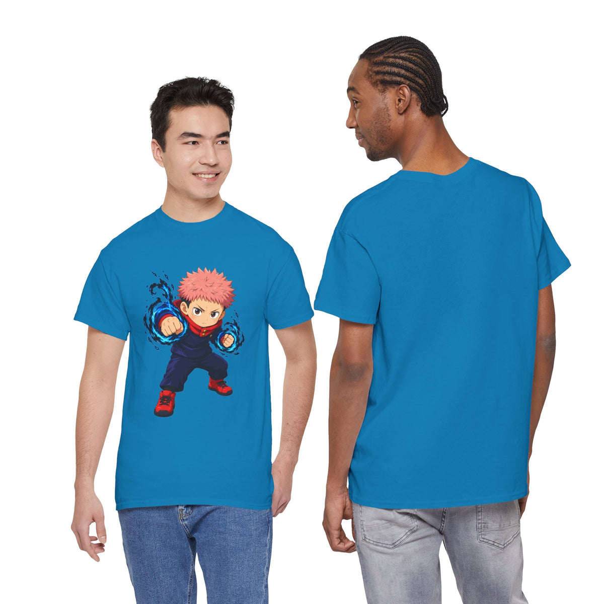 Chibi Fighter Character T-Shirt | Anime Action Pose, Energetic Boy Design