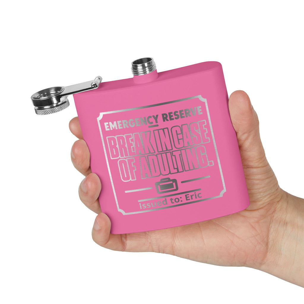 Break In Case of Adulting Personalized Stainless Steel Flask
