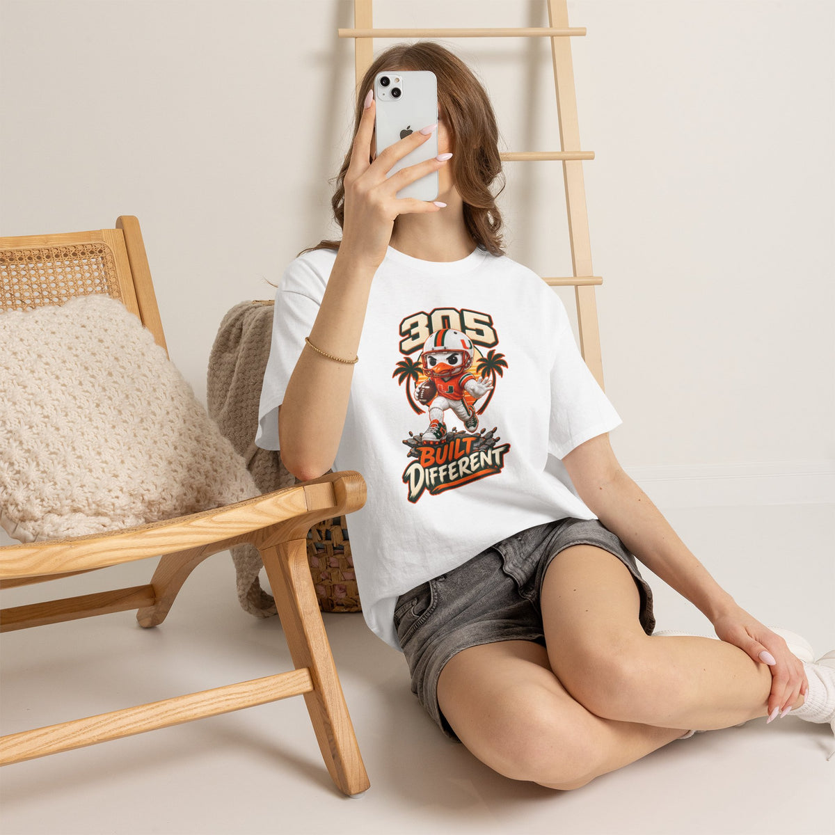 305 Built Different T-Shirt | Miami Hurricanes Helmet Mascot | Canes |College Football