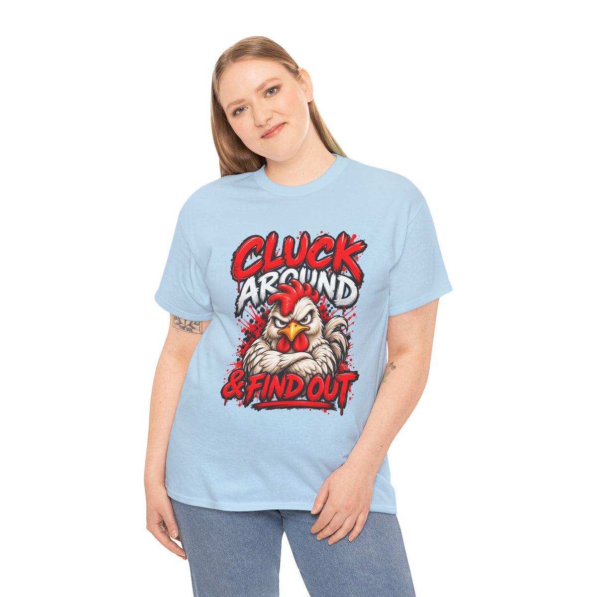 Cluck Around & Find Out Chicken Tee | Angry Rooster Graphic Shirt