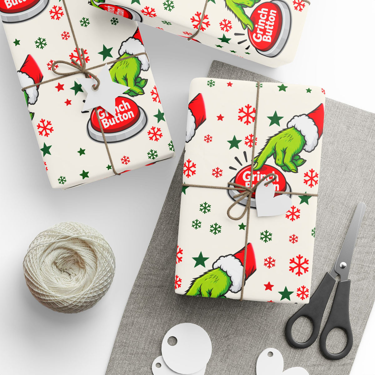 Grinch Button Christmas Wrapping Paper