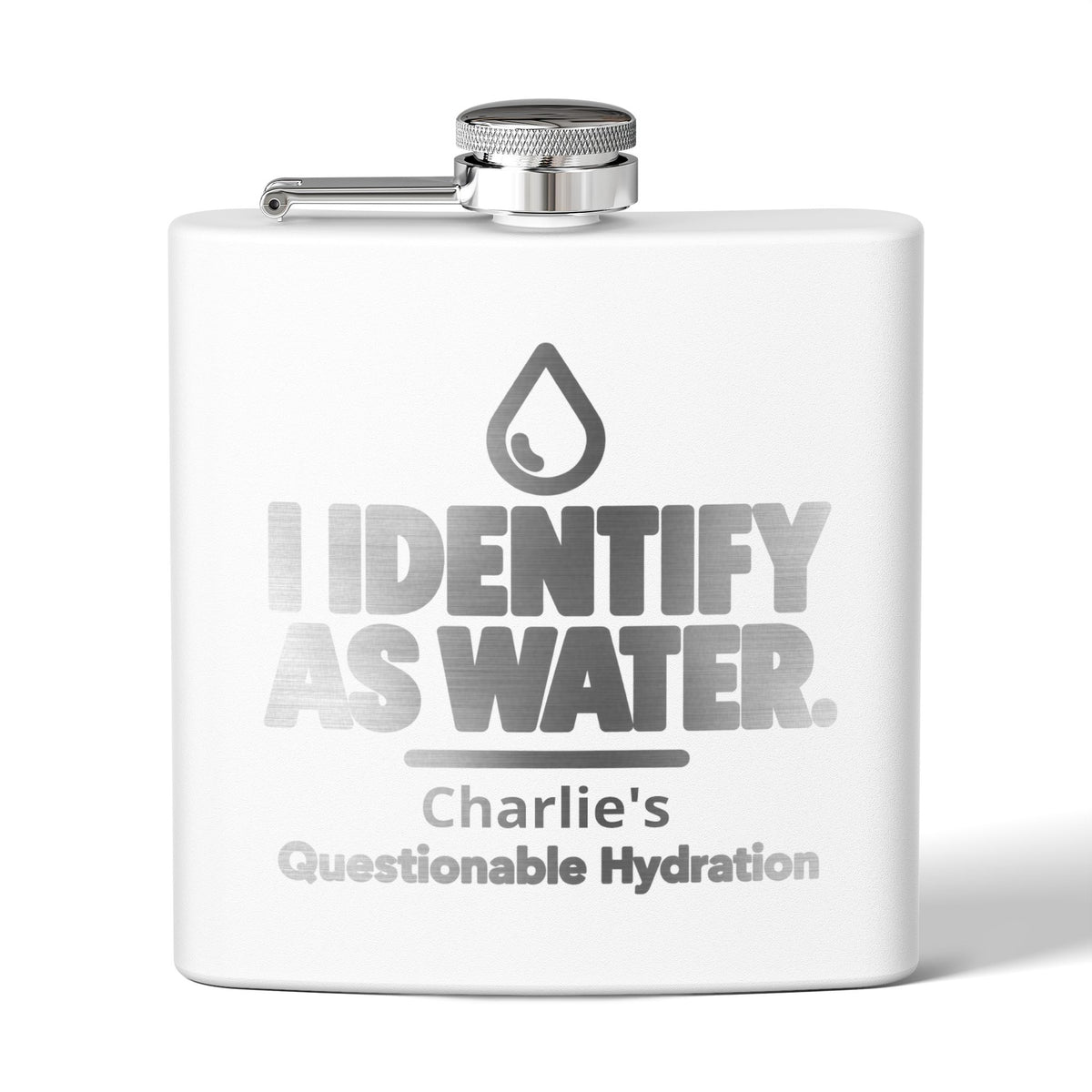Identify as Water 6oz Stainless Steel Flask – Your Questionable Hydration