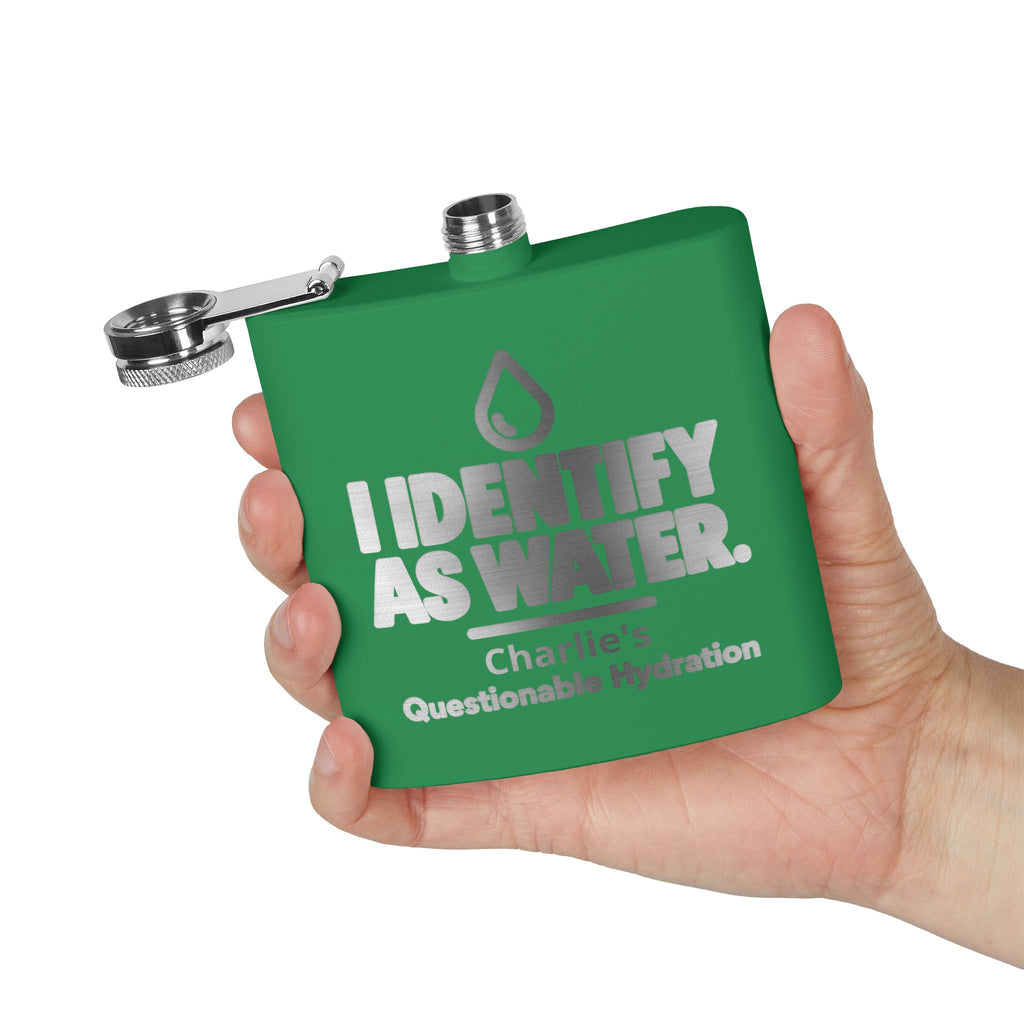 Identify as Water 6oz Stainless Steel Flask – Your Questionable Hydration