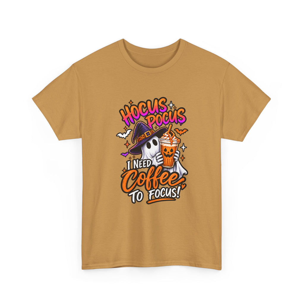 Hocus Pocus I Need Coffee To Focus T-Shirt | Halloween Ghost Witch Coffee Tee | Unisex
