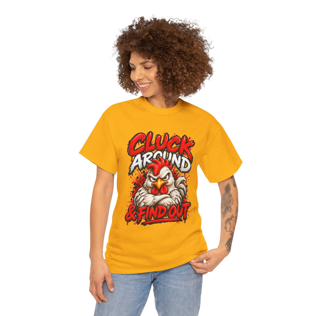 Cluck Around & Find Out Chicken Tee | Angry Rooster Graphic Shirt