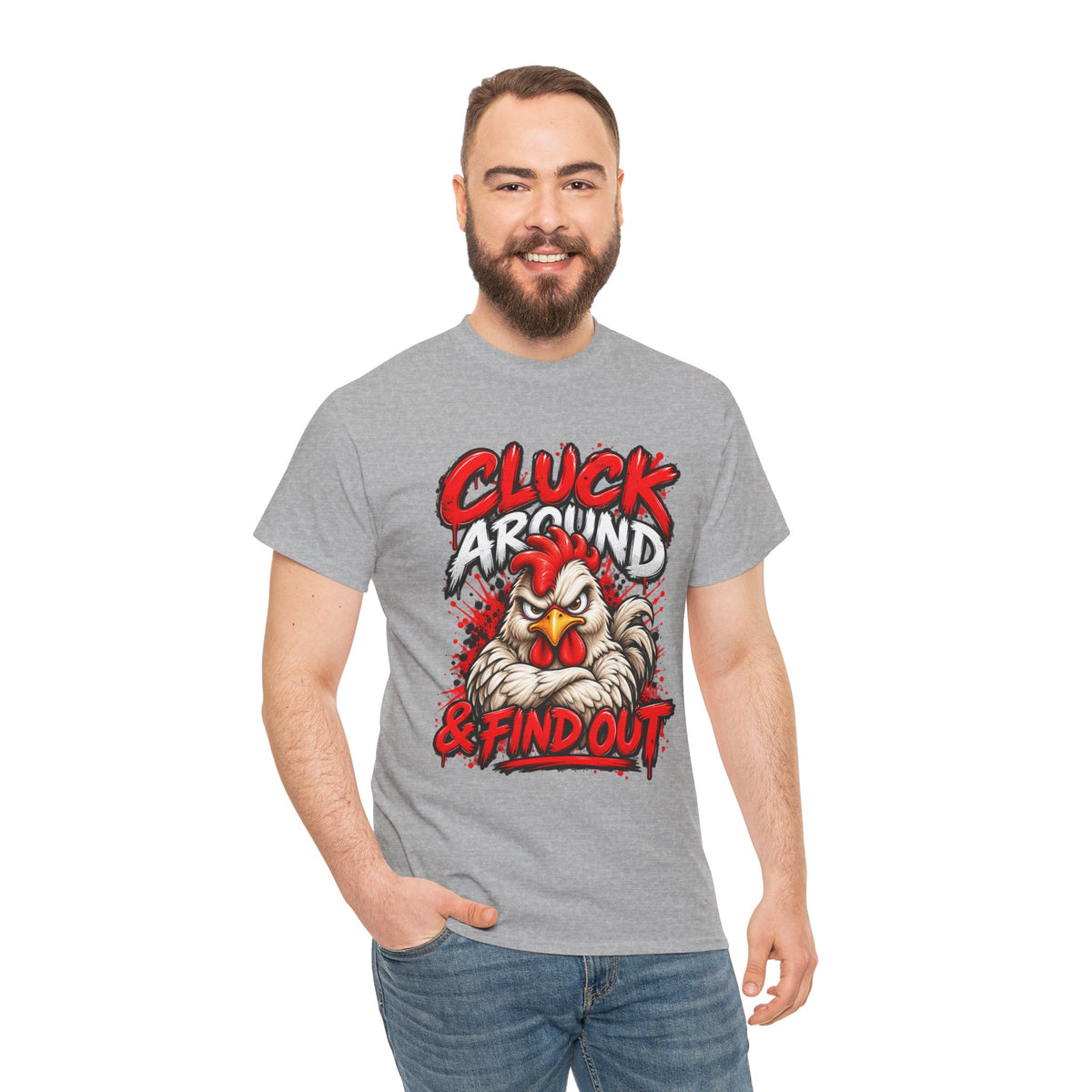 Cluck Around & Find Out Chicken Tee | Angry Rooster Graphic Shirt