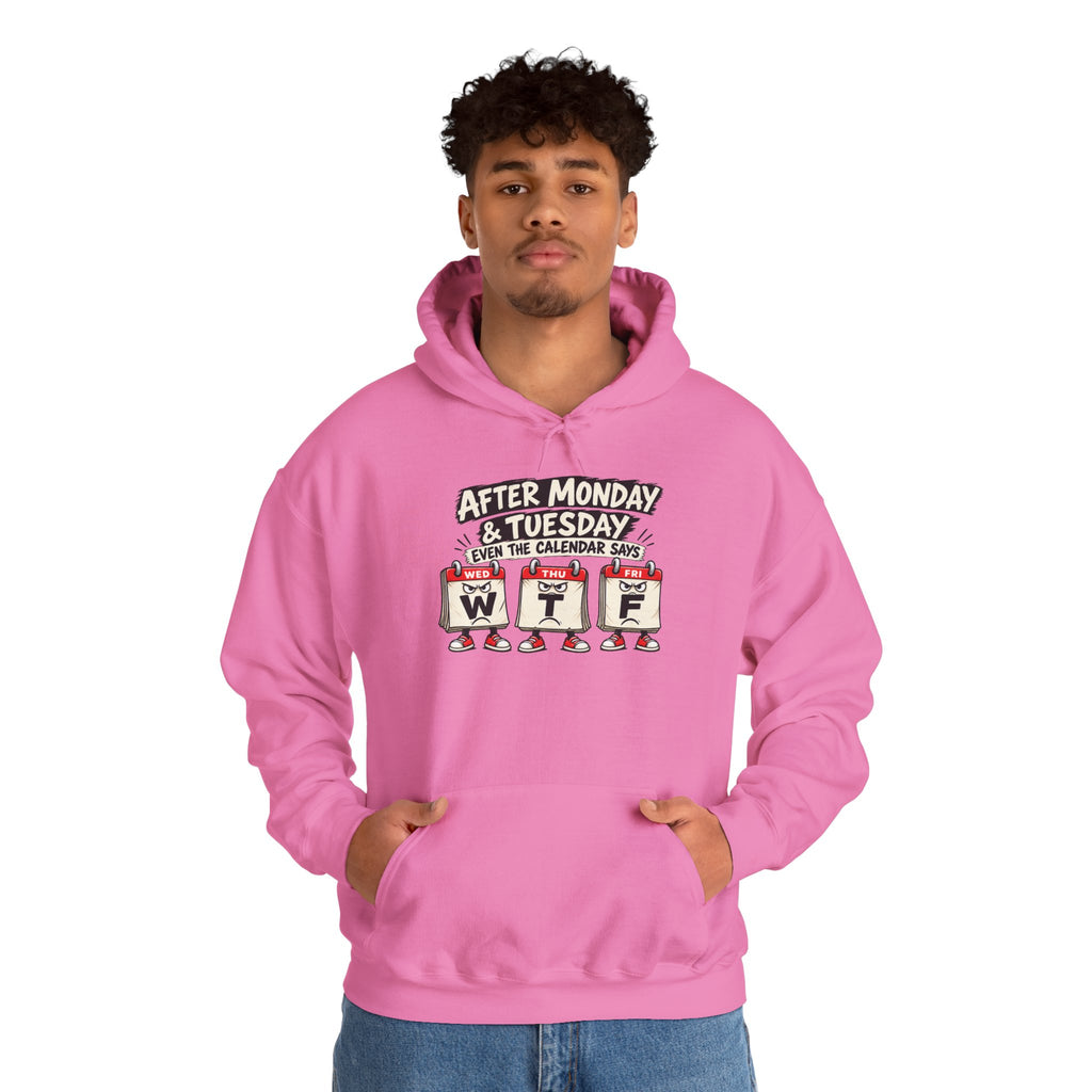 After Monday & Tuesday WTF Graphic Hoodie | Funny Weekday Humor | Unisex Design