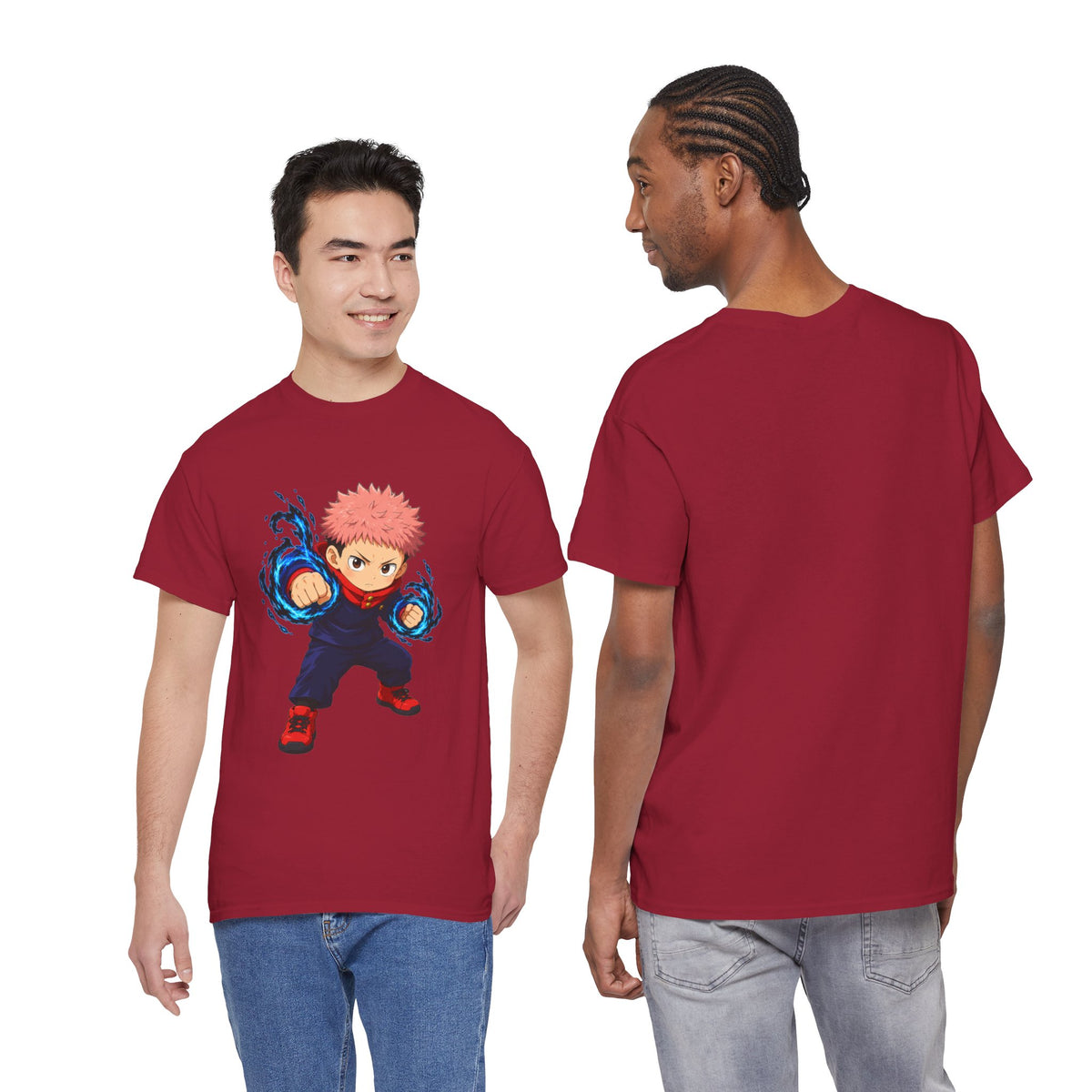 Chibi Fighter Character T-Shirt | Anime Action Pose, Energetic Boy Design