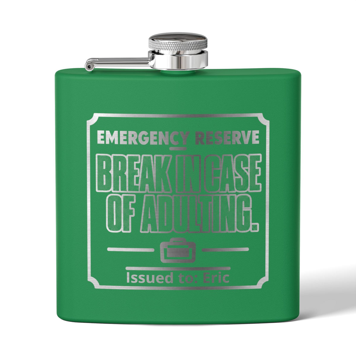 Break In Case of Adulting Personalized Stainless Steel Flask