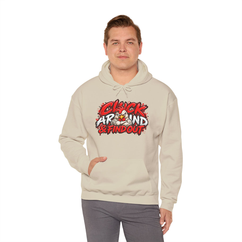 Cluck Around & Find Out Hoodie | Chicken Cartoon Graphic Sweatshirt