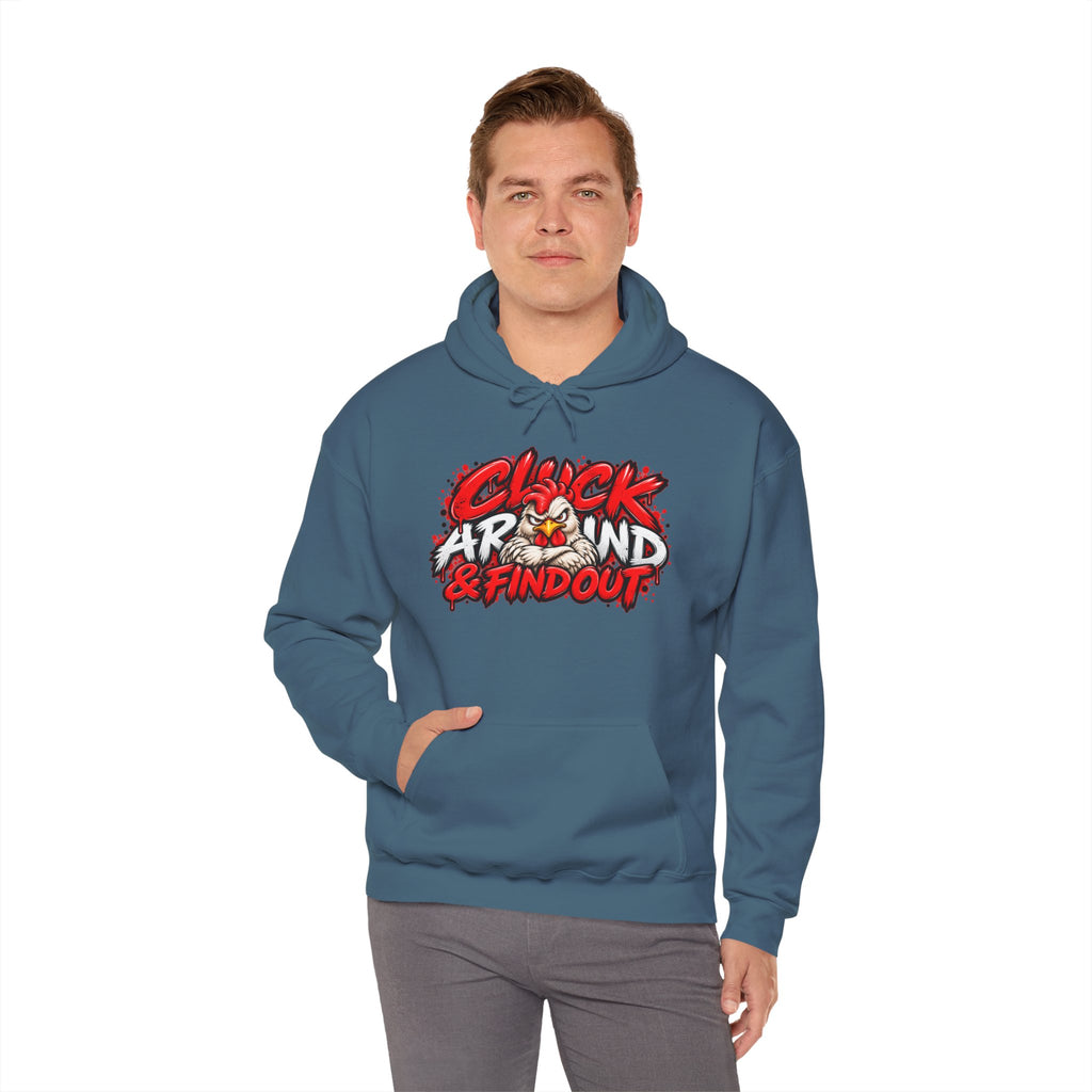 Cluck Around & Find Out Hoodie | Chicken Cartoon Graphic Sweatshirt