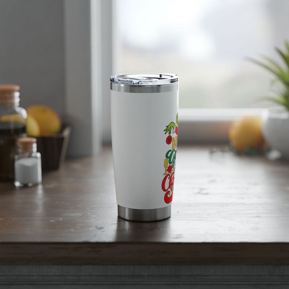 Christmas Grinch 20oz Tumbler — "Drink Up Grinches, It's Christmas"