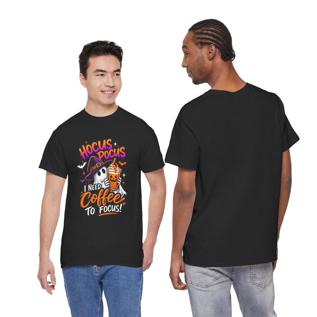 Hocus Pocus I Need Coffee To Focus T-Shirt | Halloween Ghost Witch Coffee Tee | Unisex
