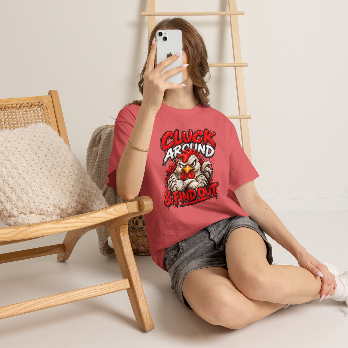 Cluck Around & Find Out Chicken Tee | Angry Rooster Graphic Shirt