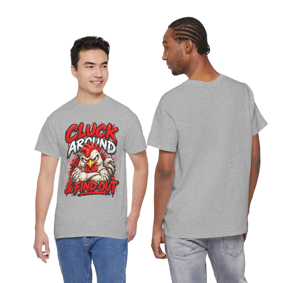 Cluck Around & Find Out Chicken Tee | Angry Rooster Graphic Shirt