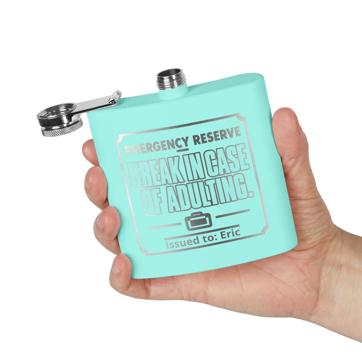 Break In Case of Adulting Personalized Stainless Steel Flask