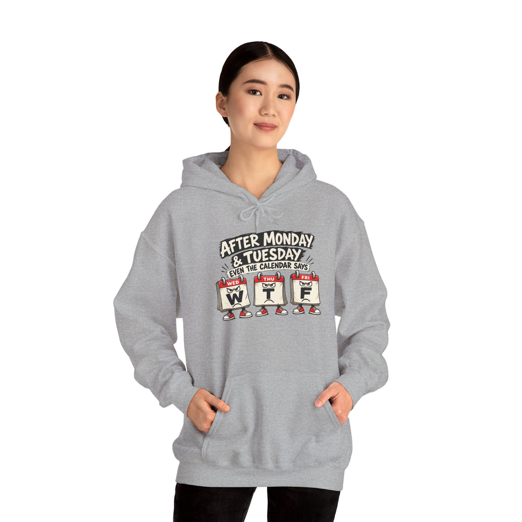 After Monday & Tuesday WTF Graphic Hoodie | Funny Weekday Humor | Unisex Design