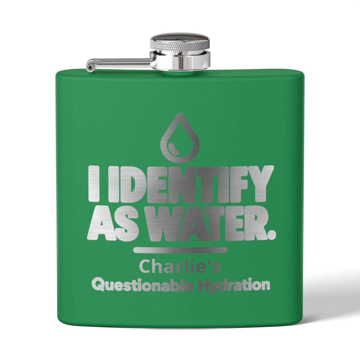 Identify as Water 6oz Stainless Steel Flask – Your Questionable Hydration