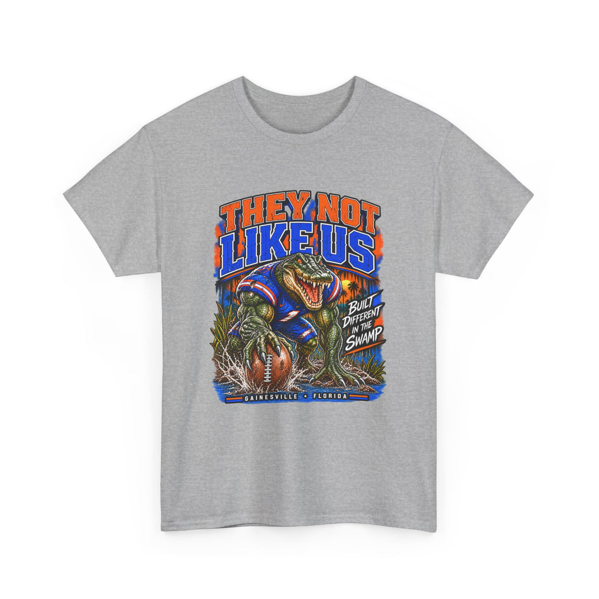 They Not Like Us Alligator Football T-Shirt | Swamp Monster Sports Tee