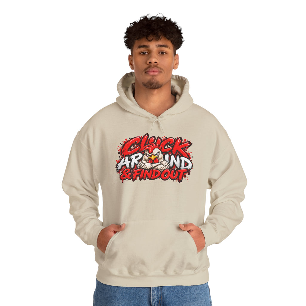 Cluck Around & Find Out Hoodie | Chicken Cartoon Graphic Sweatshirt