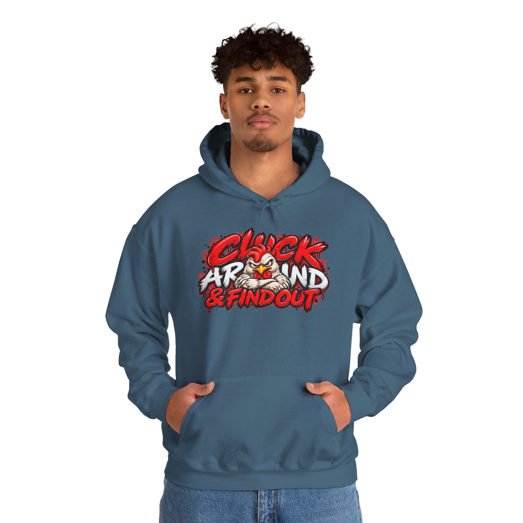 Cluck Around & Find Out Hoodie | Chicken Cartoon Graphic Sweatshirt