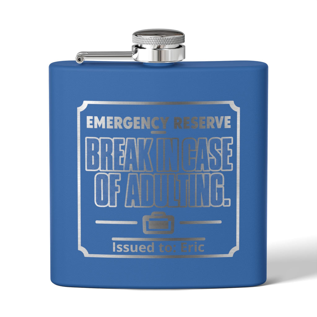 Break In Case of Adulting Personalized Stainless Steel Flask
