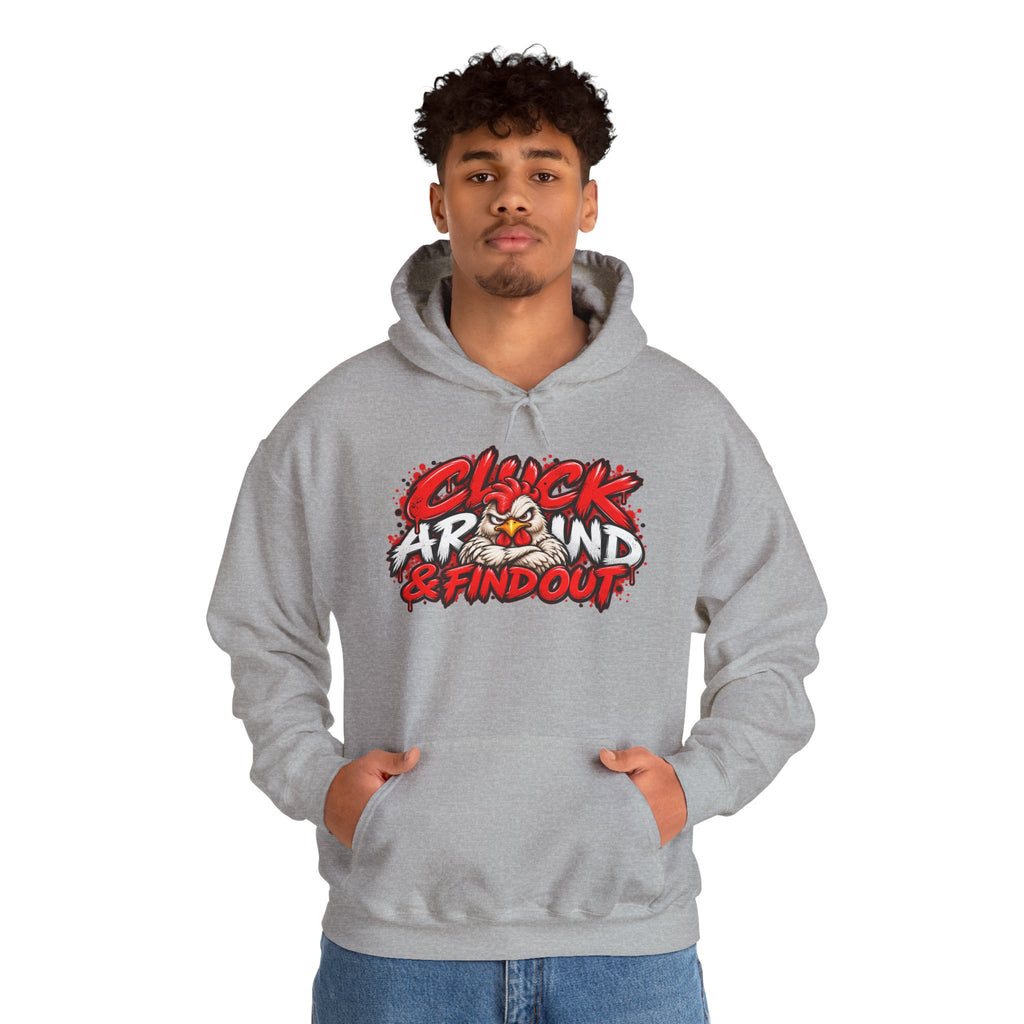 Cluck Around & Find Out Hoodie | Chicken Cartoon Graphic Sweatshirt