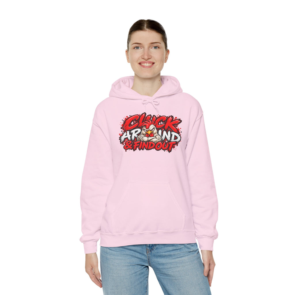 Cluck Around & Find Out Hoodie | Chicken Cartoon Graphic Sweatshirt