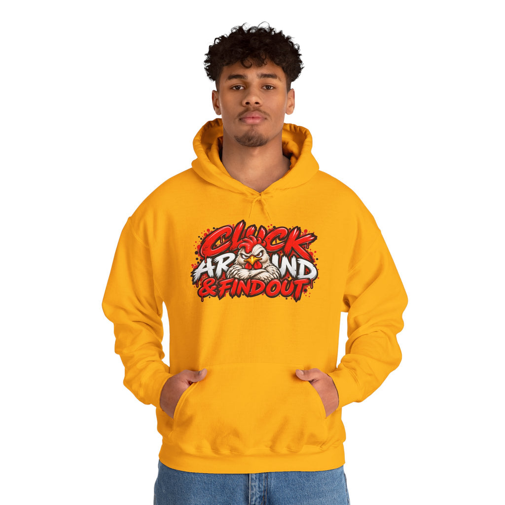 Cluck Around & Find Out Hoodie | Chicken Cartoon Graphic Sweatshirt