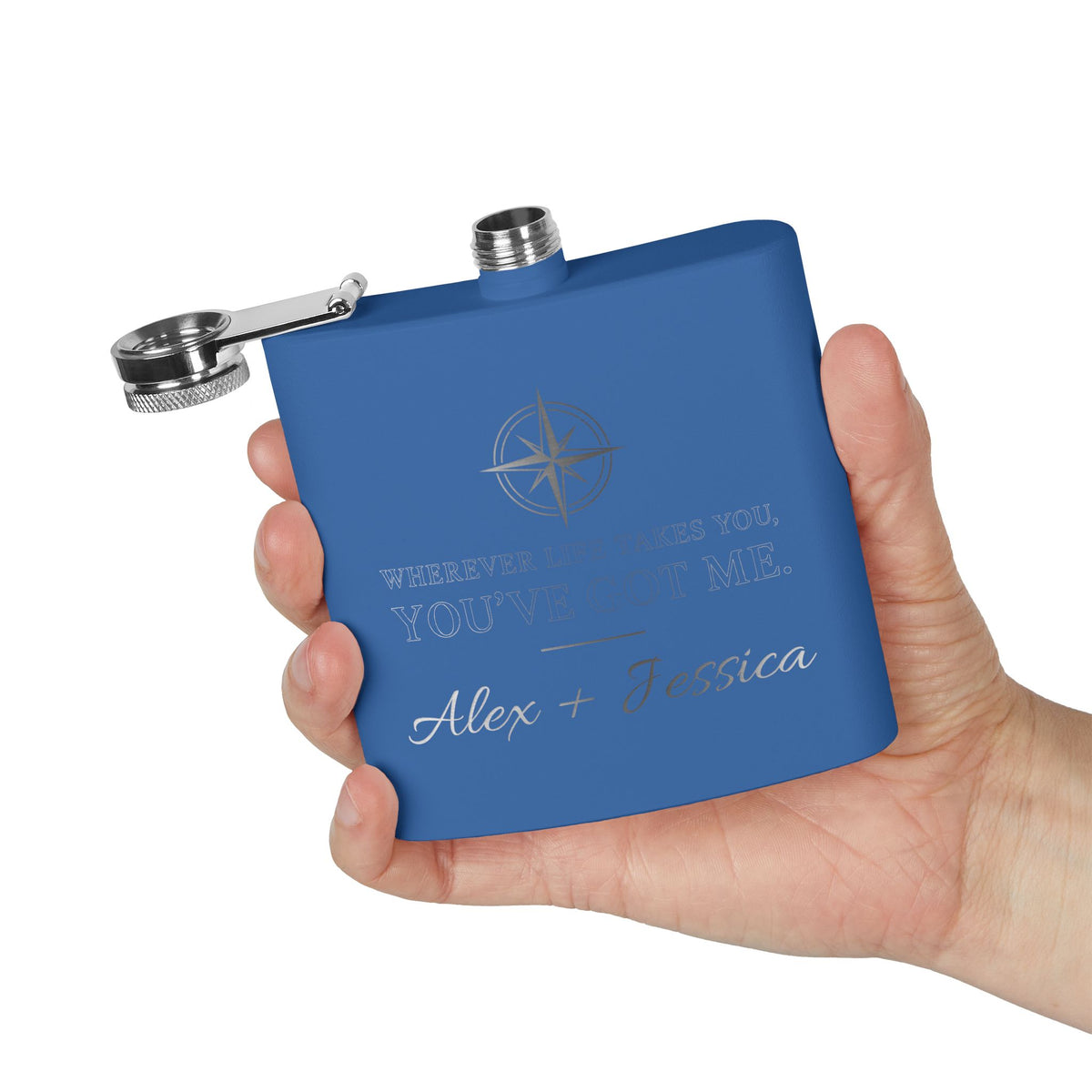 Personalized Compass Flask – “Wherever Life Takes You, You’ve Got Me”